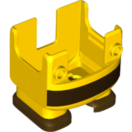 Lego Nintendo Figure, Legs and Overalls with Two Front Studs and Dark Brown Feet and Dark Brown Stripe, with Internal Prongs for Bee Suit / Yellow