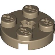 Lego Plate Round 2 x 2 with Axle Hole Type 1 (+ Opening) / Dark Tan