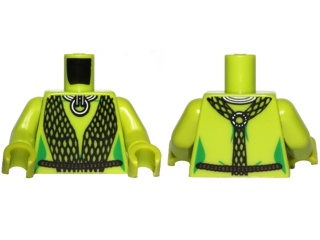 Lego Torso Black Mesh Wrap Pattern (SW Oola) / Lime Arms / Lime Hands