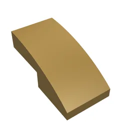 Brick Curved 2 x 1 No Studs [1/2 Bow] / Pearl Gold