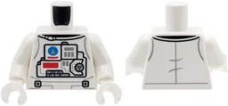 Torso Astronaut Spacesuit with Gold Space Shuttle in Blue Circle, Light Bluish Gray and Red Panels and Buttons, Black Collar Pattern / White Arms / White Hands / White