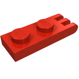Hinge Plate 1 x 2 with 3 Fingers [Solid Studs] / Red