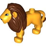 Lego Duplo Animal Lion Adult Male, Reddish Brown Mane, Squarish Eyes print / Bright Light Orange