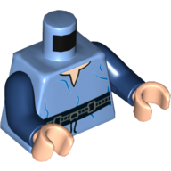 Lego Torso Tunic with Belt with Blue Wrinkles Print, Dark Blue Arms, Light Nougat Hands / Medium Blue