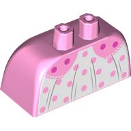 Lego Lower Body Skirt Wide with Side Hoops (Panniers) with White Underdress, Pink/Dark Pink Dots print / Bright Pink