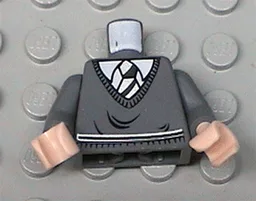 Torso Harry Potter Sweater and Green Striped Tie Pattern / Dark Bluish Gray Arms / Light Nougat Hands