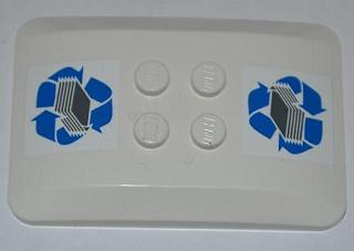 Lego Wedge 6 x 4 x 2/3 Quad Curved with Blue Recycling Arrows and Paper Stack Pattern (Stickers) - Set 4206