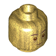Lego Minifig Head Quirinus Quirrell, Lines Under Eyes, Smile Print / Pearl Gold