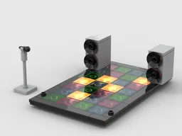 retro dance floor and microphone