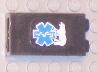 Lego Panel 1 x 2 x 3 - Hollow Studs with EMT Star of Life and Polar Bear Pattern Model Left Side (Sticker) - Set 6575