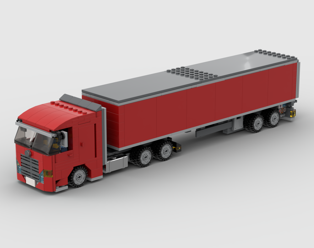 Lego City Style 8 Stud-wide Cabover Flatnose Truck with Trailer