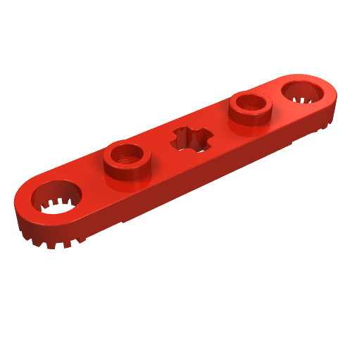 Lego Technic Plate 1 x 5 with Toothed Ends, 2 Studs and Center Axle Hole / Red