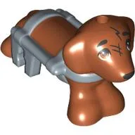 Animal, Dog, Dachshund with Sand Blue Harness Pattern (Pickle) / Dark Orange
