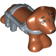 Lego Animal, Dog, Dachshund with Sand Blue Harness Pattern (Pickle)