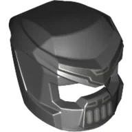Helmet, Mech with Open Visor, Mouth Grill and Silver Markings Print / Black