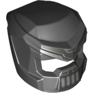 Lego Helmet, Mech with Open Visor, Mouth Grill and Silver Markings Print / Black