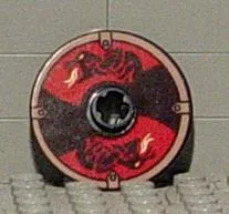 Technic, Disk 3 x 3 with Black and Red Viking Shield with Serpents Pattern (Sticker) - Gear G577