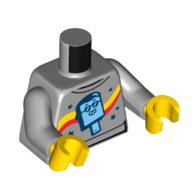 Lego Torso Sweater, Red and Yellow Curved Stripe, Blue Popsicle Ice Cream and Stars Print, Light Bluish Gray Arms, Yellow Hands / Light Bluish Gray