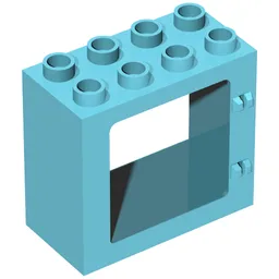 Duplo Door / Window Frame Flat Front Surface, Completely Open Back / Medium Azure