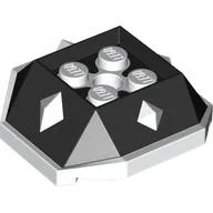 Brick Wedged, Sloped 4 x 4 with Diamond Spikes with White Underside Pattern / Black