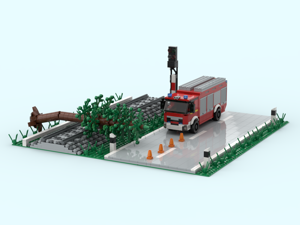Lego Feuerwehr Diorama Eisenbahn MAN Fire Truck Train
