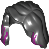 Lego Hair Mid-Length with Part over Right Shoulder and Magenta Highlights Print