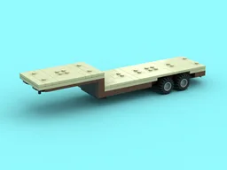 Flatbed Trailer with Cab and Cargo