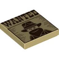 Tile 2 x 2 with 'WANTED' Western Bandit Poster Print / Tan