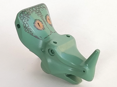 Lego Dinosaur Head Crested Neck, Nose Horn and Pin with Dark Gray Markings Pattern