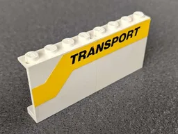 Stickered Assembly 8 x 1 x 3 with Black 'TRANSPORT' on Yellow Stripe Pattern Model Right Side (Sticker) - Set 6367