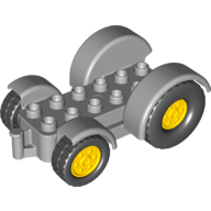 Lego Duplo Car Base 2 x 6 Tractor with Mudguards, Yellow Wheels / Light Bluish Gray
