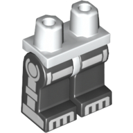 Lego Hips and Black Legs with White Horizontal Line, Toes and Skeleton Legs on Sides Print / White