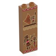 Lego Brick 1 x 2 x 5 with Hollow Studs with Tribal Paintings, Catamaran, People print