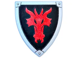 Shield Triangular with Red Dragon Head on Black Background Print