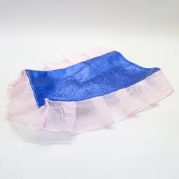 Belville, Blanket / Bed Cover 8 x 13 with Light Pink Tulle Edge / Blue