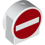 Lego Duplo Brick 1 x 3 x 2 Round Top, Cut Away Sides with No Entry Warning Sign Print