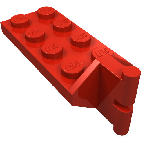 Lego Hinge Plate 2 x 4 with Articulated Joint - Male / Red