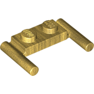Lego Plate Special 1 x 2 with Handles [Flat Ends / Low Attachment] / Pearl Gold