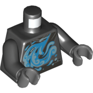Lego Torso Robe with Pearl Titanium Sash and Water Swirl Print (Nya), Black Arms, Dark Bluish Gray Hands / Black
