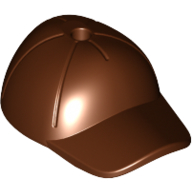 Lego Hat / Cap Short Curved Bill with Seams and Hole on Top / Reddish Brown