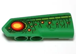Technic, Panel Fairing #21 Very Small Smooth, Side B with Red and Yellow Nostril and Spots, Lime and Dark Green Scales and Skin Pattern (Sticker) - Set 42149