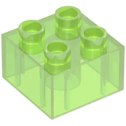 Duplo Brick 2 x 2 / Trans-Light Bright Green