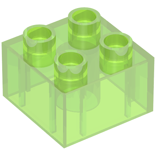 Lego Duplo Brick 2 x 2 / Trans-Light Bright Green