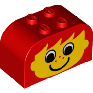 Lego Brick Curved 2 x 4 x 2 Double with Freckled Face Print / Red