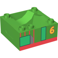 Lego Duplo Train Cab / Tender Base 4 x 4 x 1.5 with Thomas & Friends Percy Print / Bright Green