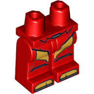 Lego Hips and Red Legs with Gold Armor Plates, Silver Knee Plates and Gold Boot Tips Print (Iron Man) / Red