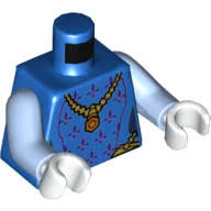Torso Dark Purple Trim, Gold Necklace Print, Bright Light Blue Arms, White Hands / Blue