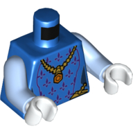 Lego Torso Dark Purple Trim, Gold Necklace Print, Bright Light Blue Arms, White Hands / Blue