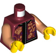 Lego Torso Robe with Black Trim, Flowers Print, Nougat Arms, Yellow Hands / Dark Red