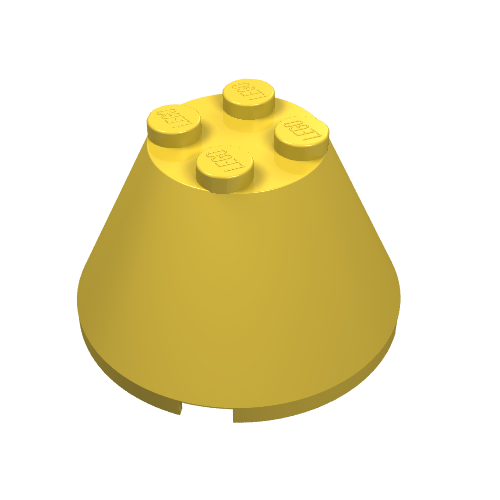 Lego Cone 4 x 4 x 2, No Axle Hole / Yellow
